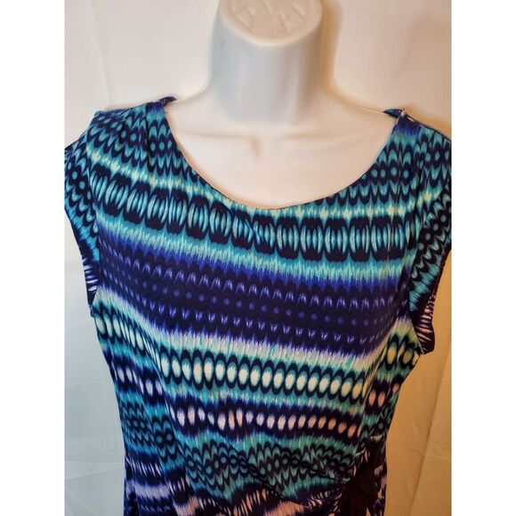 Sheath Dress Blue CB Established 1962 Women's Short‎ Sleeve Round Neck Sz 12 - Picture 4 of 7